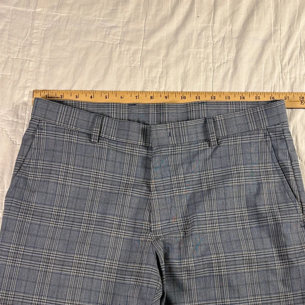 Tommy Hilfiger Men's 33x30 Blue Plaid TH Flex‎ Modern Fit Stretch Dress Pants